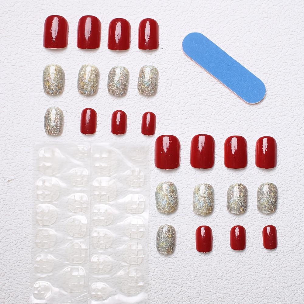 

24pcs Short Square Fake Nails, Pure Color & Shiny Finish. Extendable, Removable, Includes Jelly Glue & Nail File.