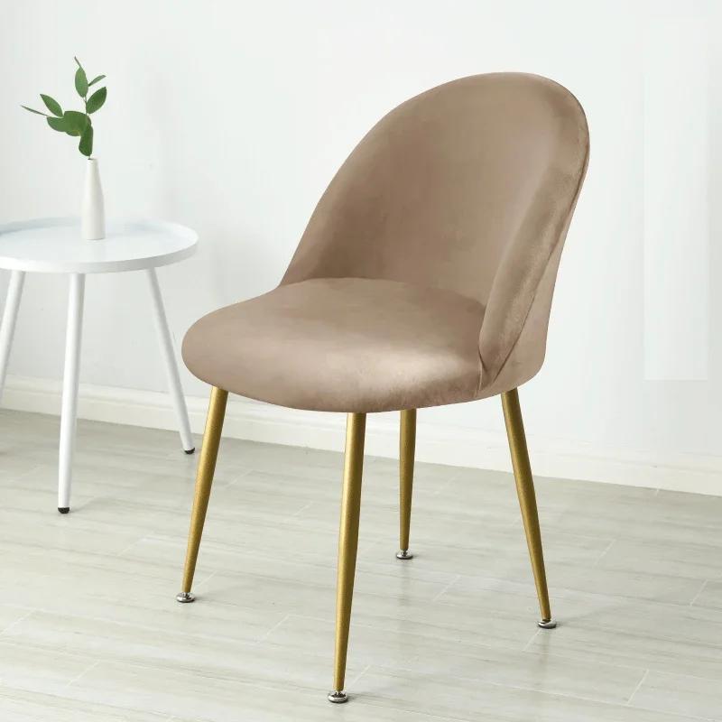 Velvet Duckbill Chair Cover Super Soft Curved Dining Chairs Slipcover Low Back Elastic Seat Covers for Kitchen Hotel Decor 1pc