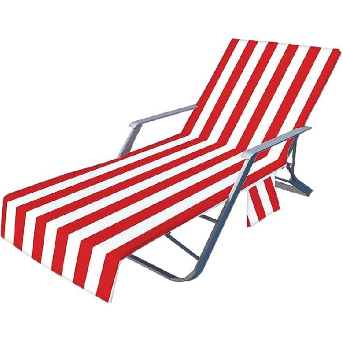 Patio Chaise Lounges Covers, Beach Lounges Chair Towel Cover,Soft Microfiber Patio Pool Chairs Cover with Side Pockets,83 X 30inch Chair Cover for