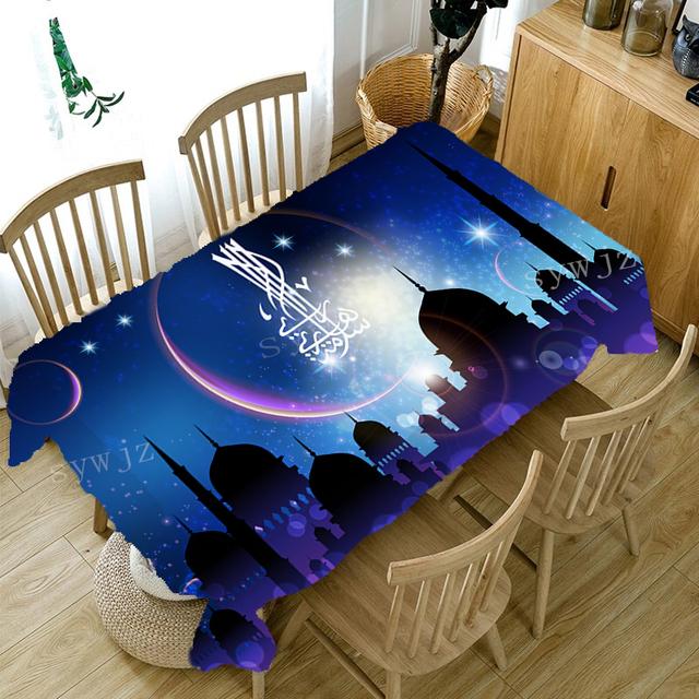 

Коллекция Рамадана скатерть Ид мусульманское украшение дома скатерть с принтом фонаря в форме полумесяца прямоугольная скатерть для обеденного стола 90x140cm35x55inch