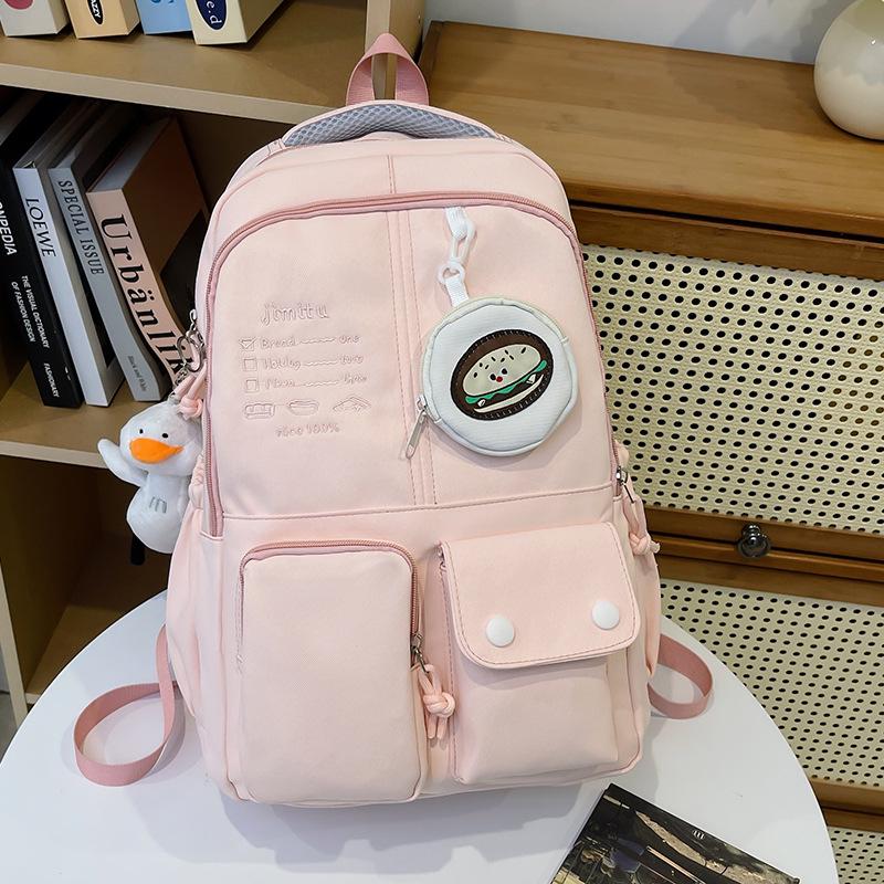 Japanese & Korean Style Large Capacity Color Block Backpack for High & Middle School Girls