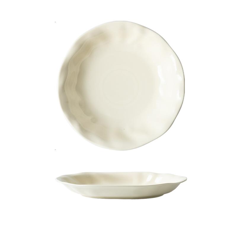 Household 7~8 Inch Cream Wind Ceramic Plate New Underglaze Colour Deepen Vegetables Salad Tableware Chinese Simple White Dish