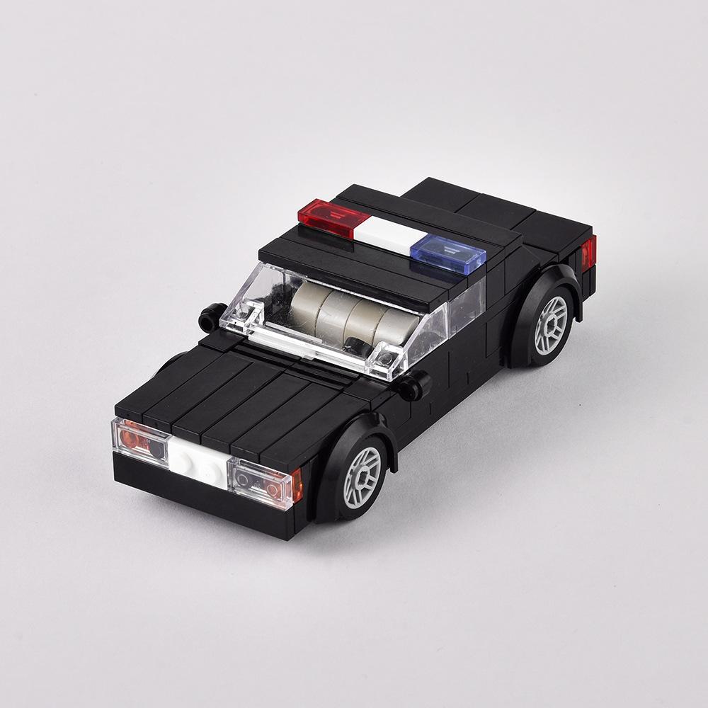 Black Police Car Building Block City Car Model Assembly Toy Compatible Small Particle Set