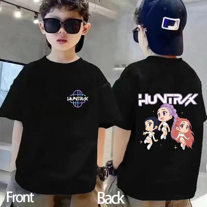 Kids Kpop Demon Hunters Children's T Shirt Short Sleeve T-shirt Cute Kpop Demon Hunters Tiger Harajuku Tshirt for Boys Girls