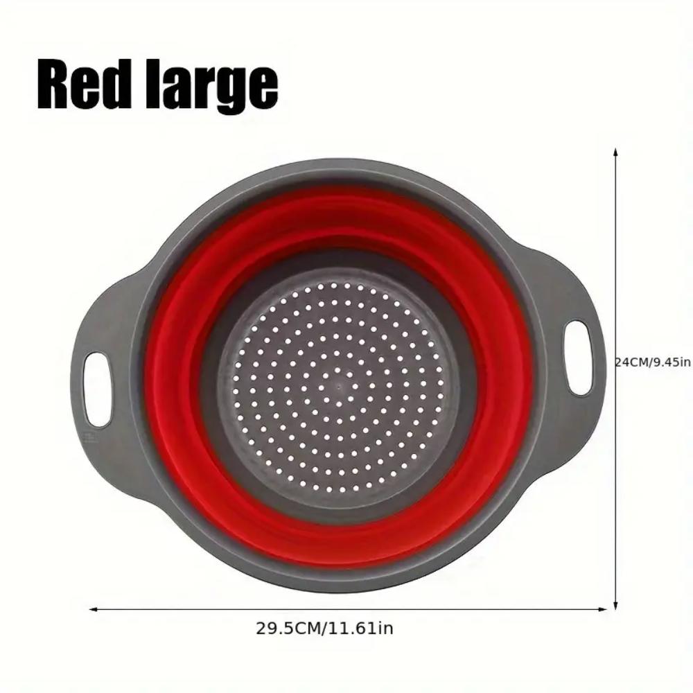 Foldable kitchen strainer, a small round strainer with a base and handle, suitable for pasta, fruits and vegetables