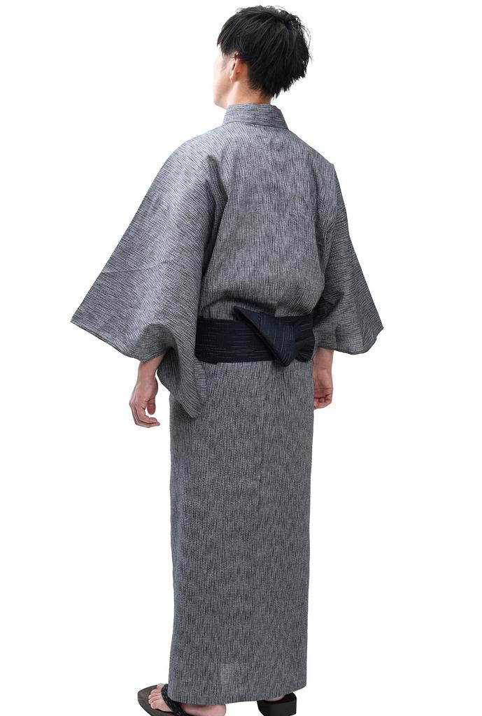 Edoten Yukata Tecido Shijira Tamanho Leve 710 L Conjunto Masculino de 2 Peças, Cinza,
