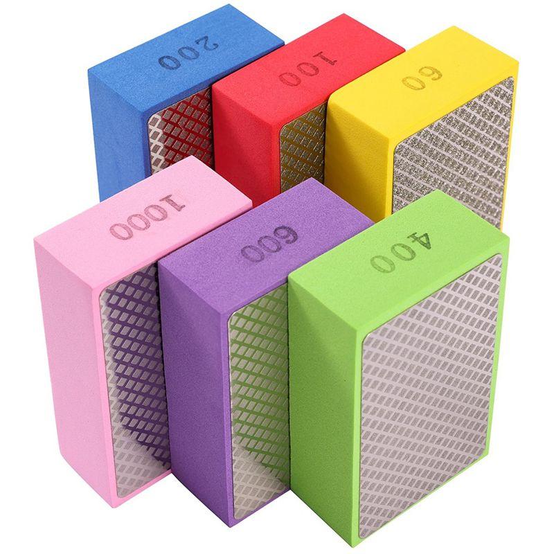 A84X-6PCS Diamond Hand Polishing Pads,60/100/200/400/600/1000 Diamond Sanding Pads Tile Tools Polishing Pad Sanding Block