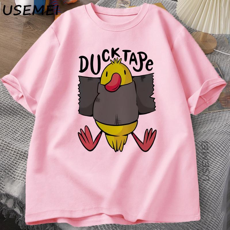 Funny T Shirt Duck Tape Print Cotton Tee Men Women Casual Tshirts Graphic Tees Top Summer Short Sleeve Harajuku Streetwear M розовый 1790₽