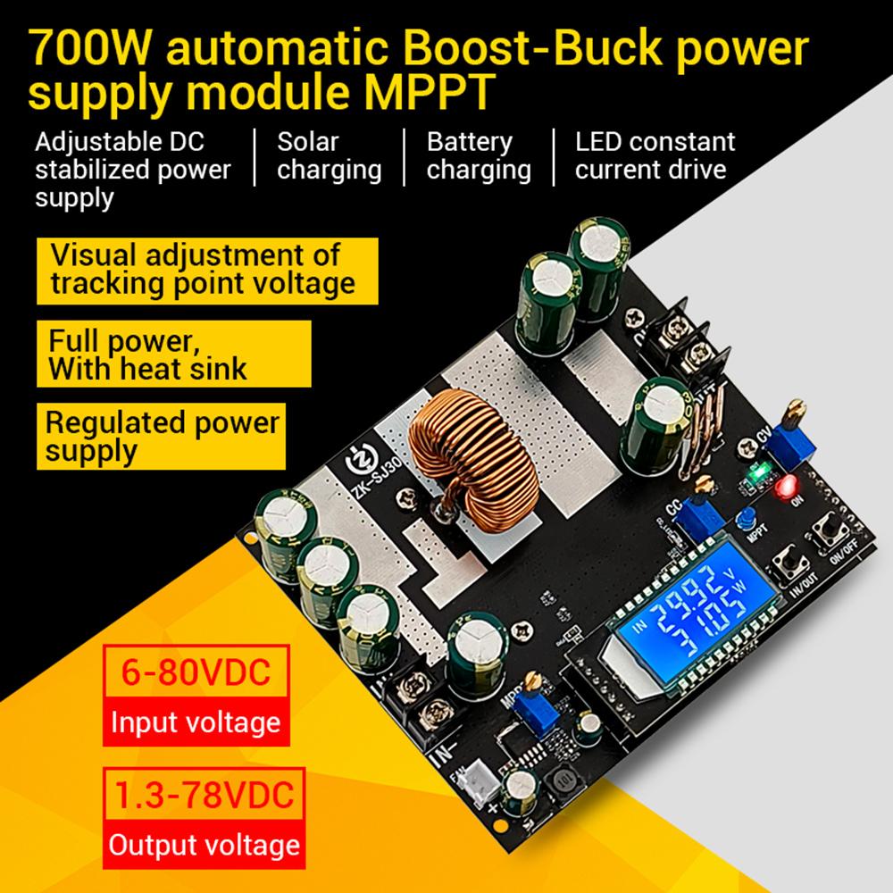 ZK-SJ30 700W MPPT Solar Controller High Power Auto Boost Power Module 30A Synchronous Rectifier Regulator Power Module