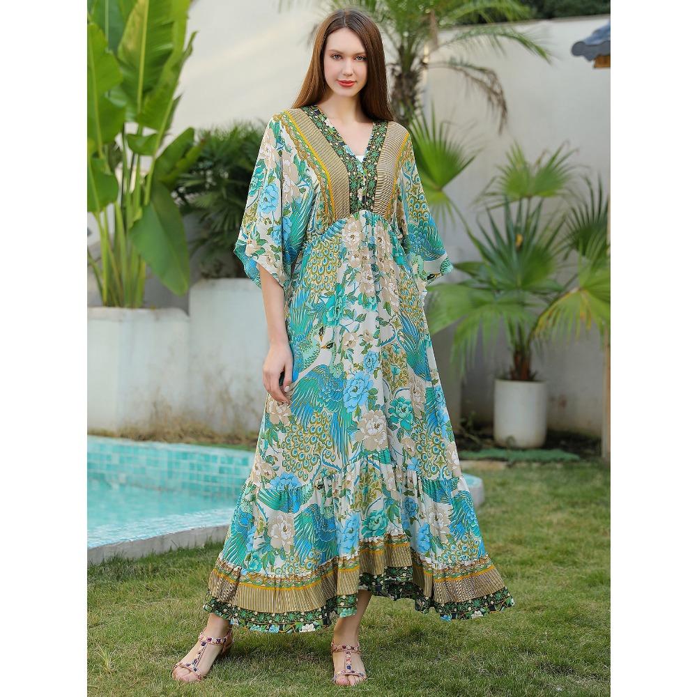 Printed Dress Loose A Pendulum Dress Beach Blouse Holiday Dress