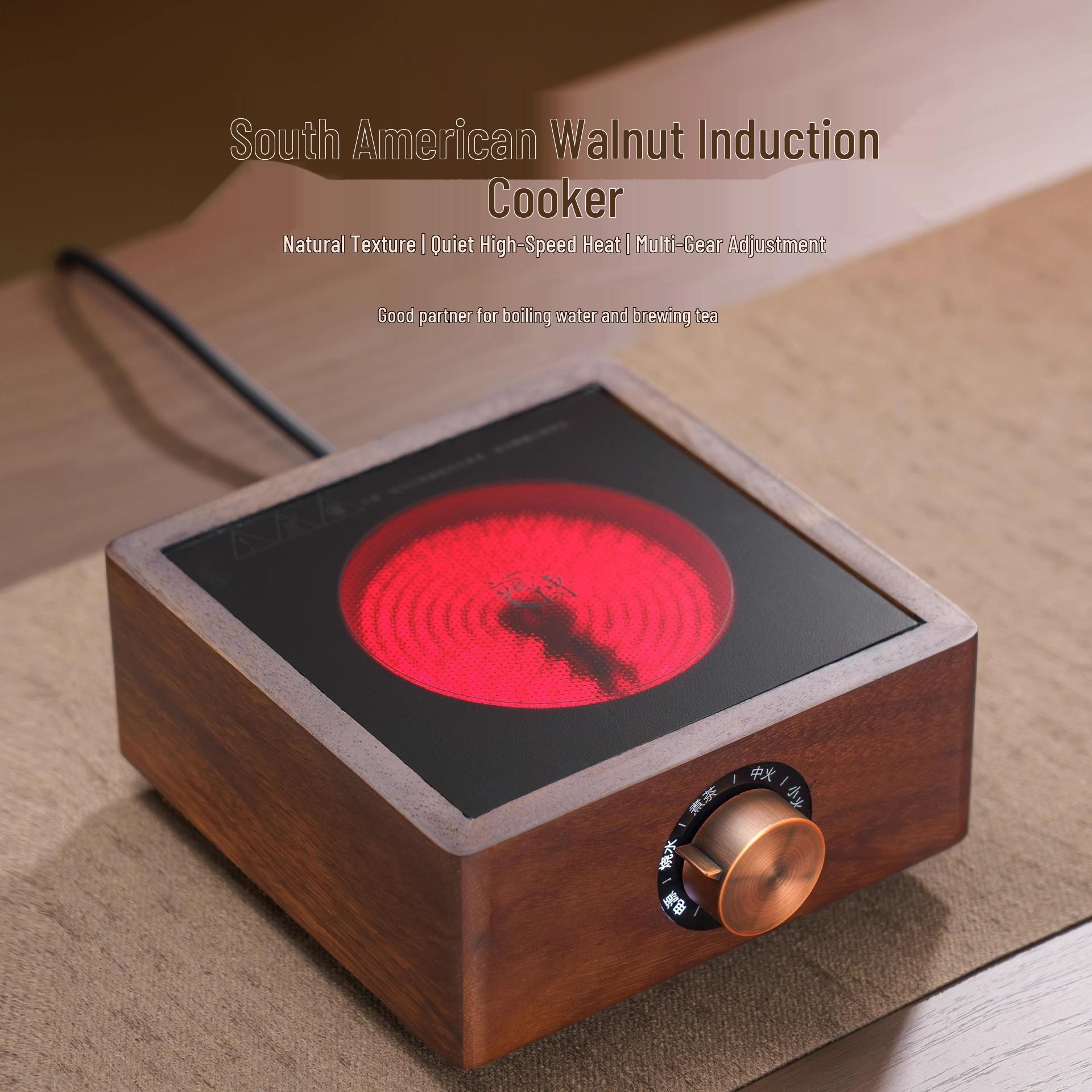 Walnut Wood Electric Ceramic Tea Brewing Set - Glass Kettle and Heat-Resistant Stove