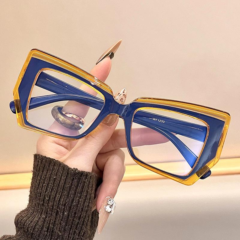 Anti-Blue Light Repair Glasses, Retro Trendy Color Matching Flat Glasses, Plain Face And Thin Artifact, Large Frame Glasses