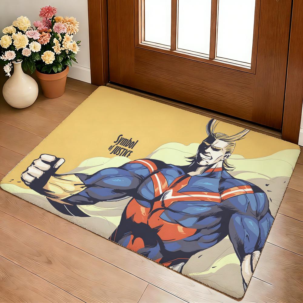 Anime Academia All Might Cartoon Floor Mat Cozy Flannel Soft Thick Non-Slip Mat For Living Room Bedroom Kitchen Decor Rugs