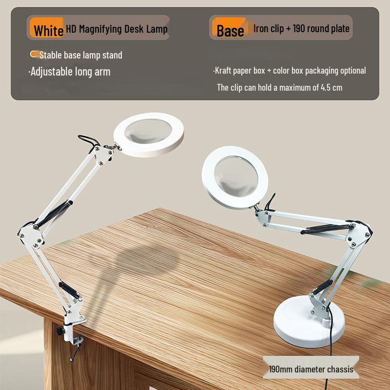LED Long Arm Desk Lamp with Magnifying Glass – Cross-Border Eye Protection for Reading, Learning, Welding, and Repairs