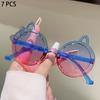 1/7 Pcs Round Children Sunglasses  New Cute Cat Shaped Candy Color Decor Shades for Girls Trendy Stylish Kids Sun Glasses