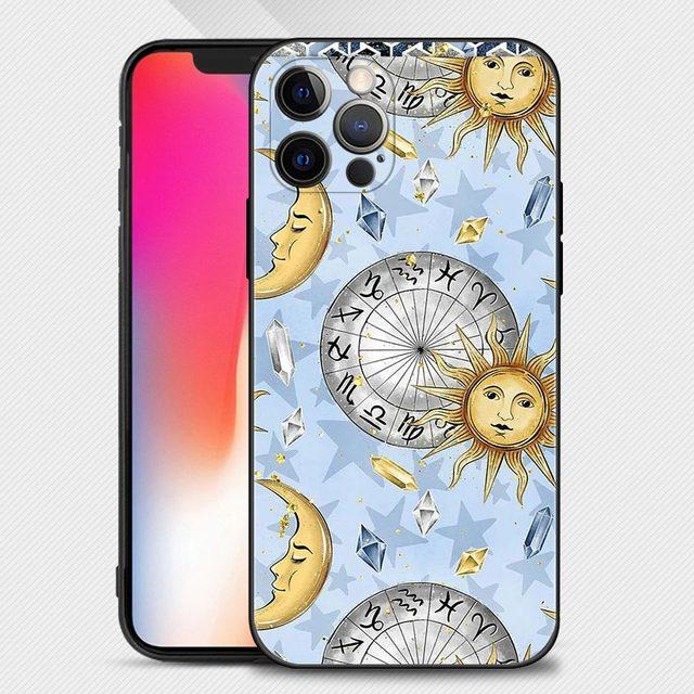 Lustige Sonne Mond Gesicht Handyhülle für Iphone 14 13 12 11 Pro Max Xs Max Xr X 7 8 Plus 12 Mini 6s Silikon Capa Black Shell