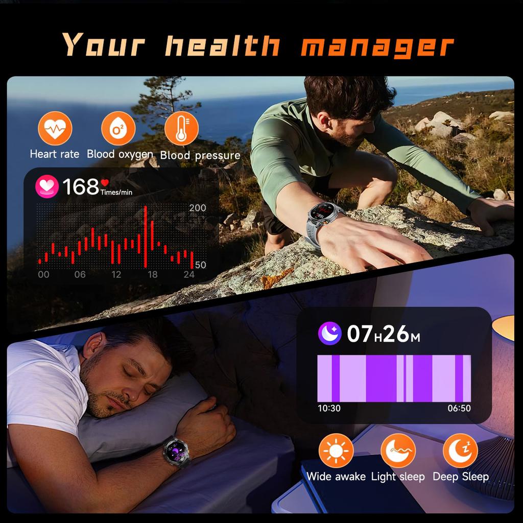 New top outdoor sport Smart Watch 1.7 inches IP68 Waterproof HD Bluetooth call Heart rate Smart Watch 1000Mah Battery Men