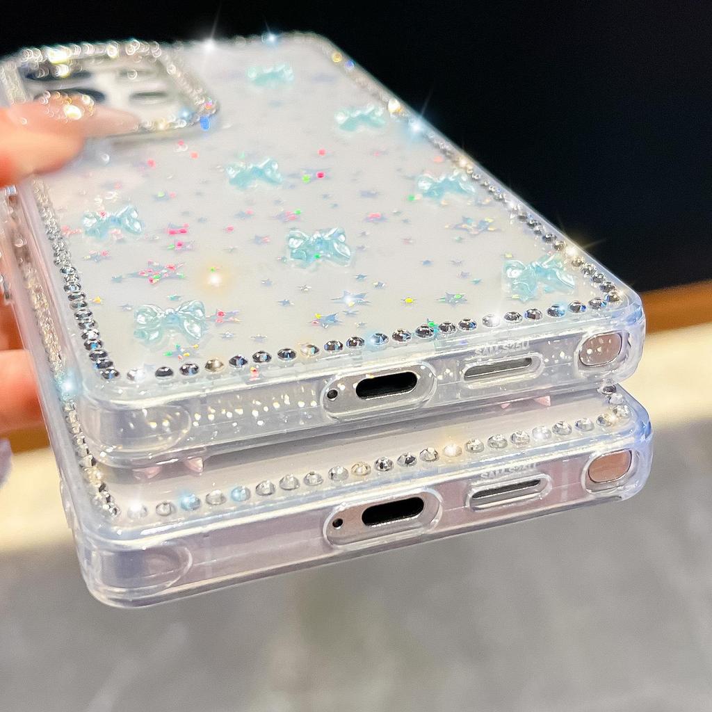 Samsung Galaxy A57 Glitzer Strass Schleife Handyhülle