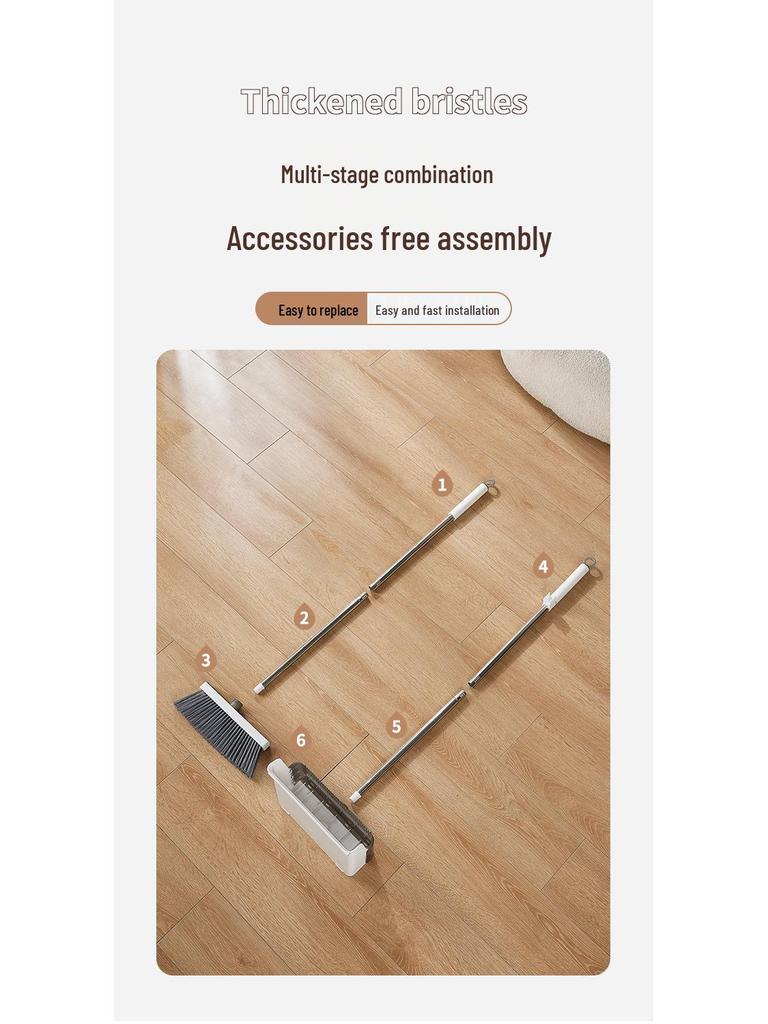 Foldable Rotating Broom & Dustpan Set with Non-Stick Hair and Soft Bristles for Living Room
