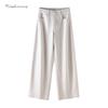 Lafuni Women's High-Cotton Denim-Look Straight Leg Pants