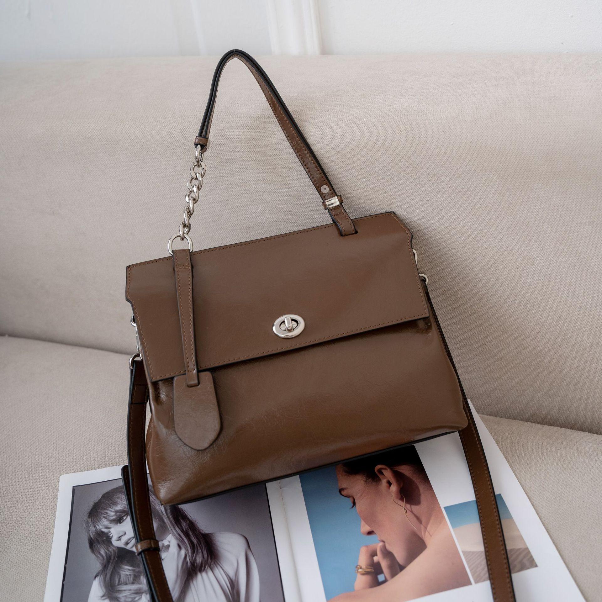 

Воловья кожа, Женская сумка через плечо, Вместительная сумка-мессенджер, Модная и простая для покупок хаки