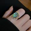Finger Jewelry Flippable Rings Double Sided Rotatable Opal Rings Geometric Oval Rings  Gifts