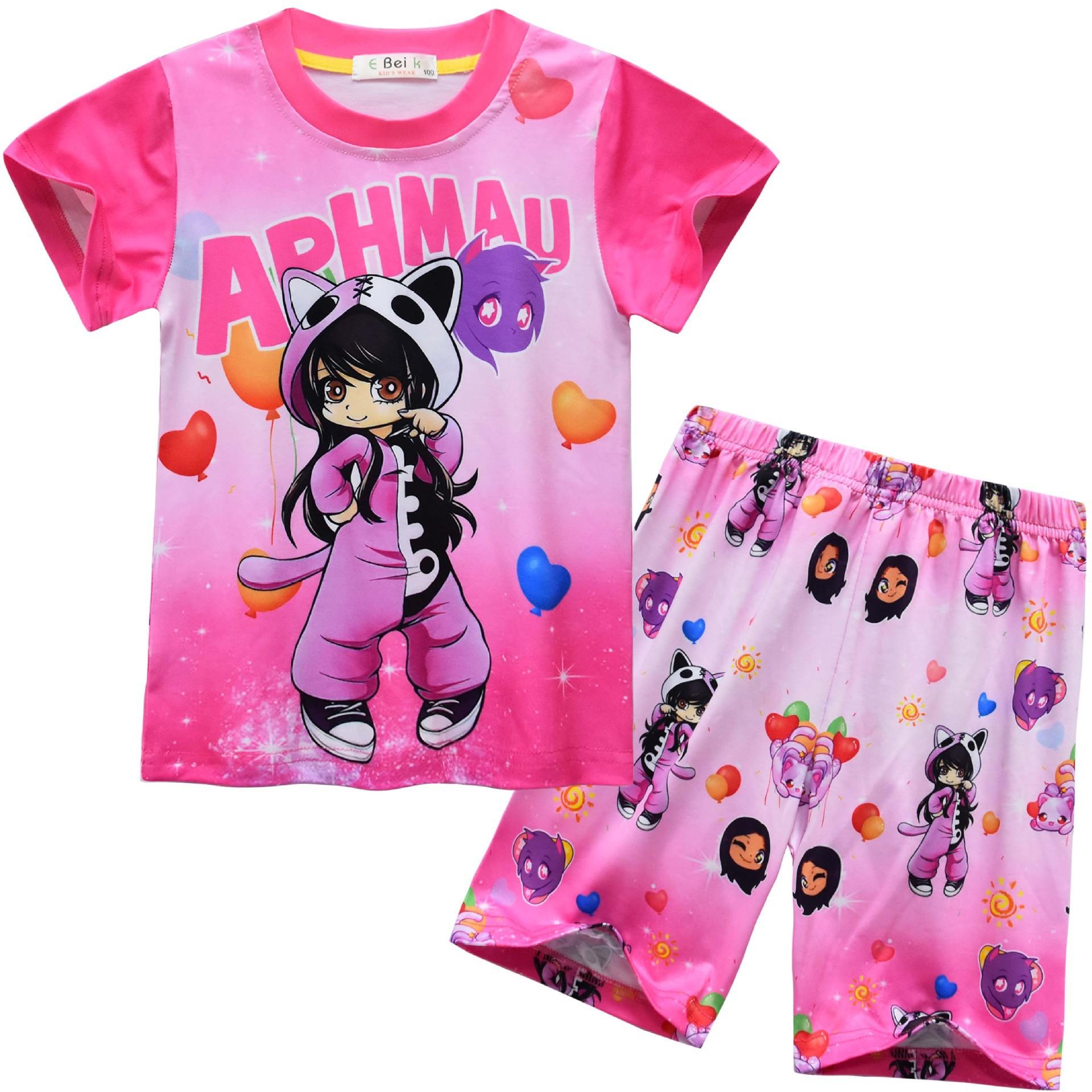 Children S Short-Sleeved, Cartoon Digital Printed Clothing, Middle-Aged And Older Children S Short-Sleeved Loungewear Set 91129 110