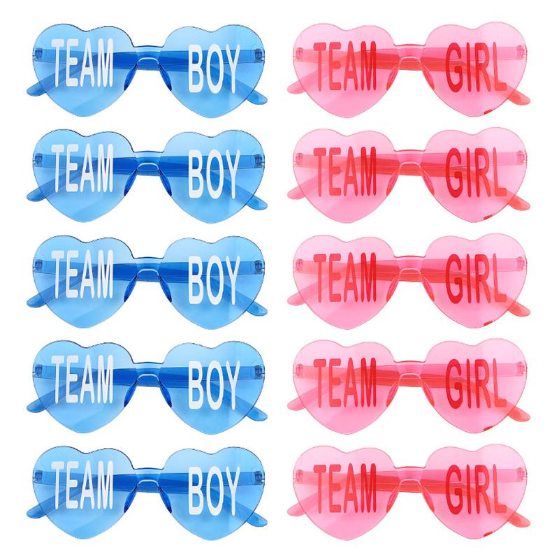 10Pcs Gender Reveal Team Boy Team Girl Glasses Blue and Pink Sunglasses Baby Gender Reveal Party Decoration Photo Props Gifts