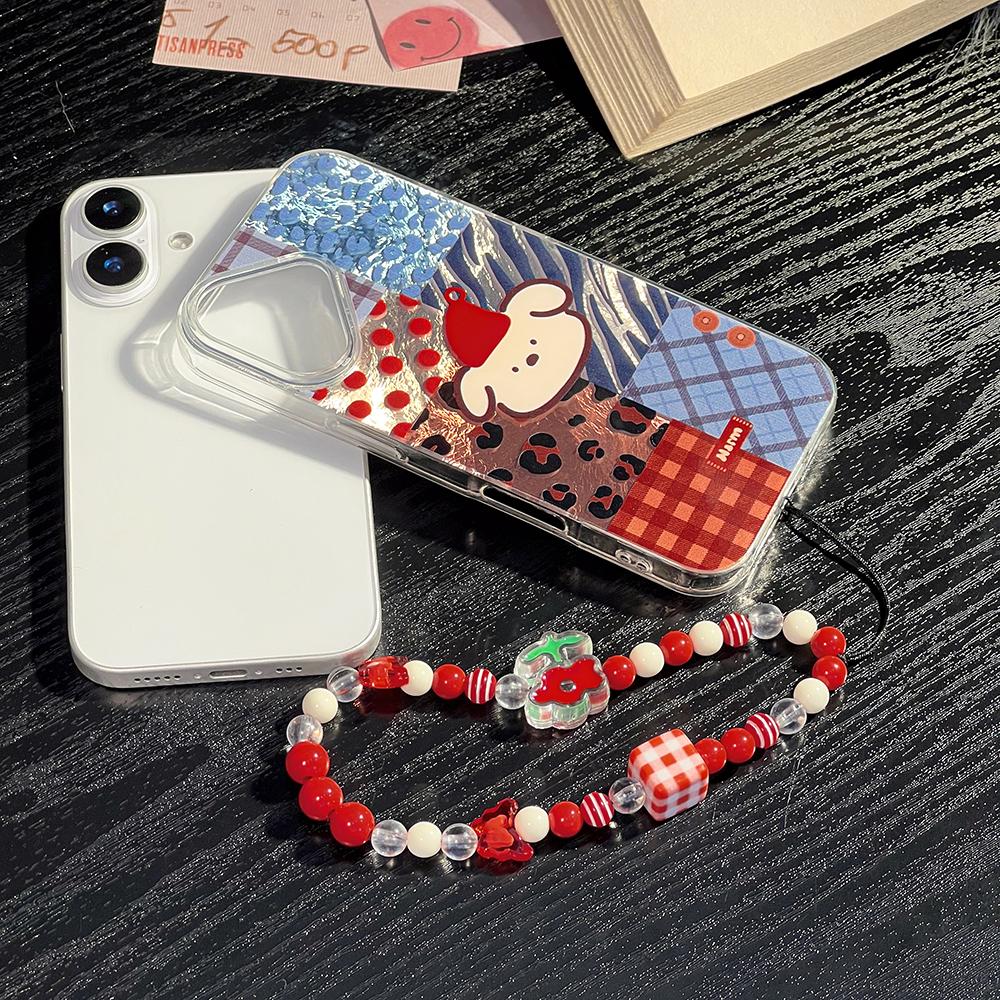 Bracelet Chain Painted Phone Case For iPhone 16 11 12 13 14 for 12 14 16 Pro 14 16 Pro Max Cute Pattern Hard Cover With Lanyard