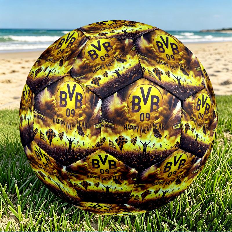 Borussia Dortmund Print Size 5 Soccer Ball, PU Wear Resistant Football for Match Training and Daily Practice, Birthday Gift for Soccer Fans