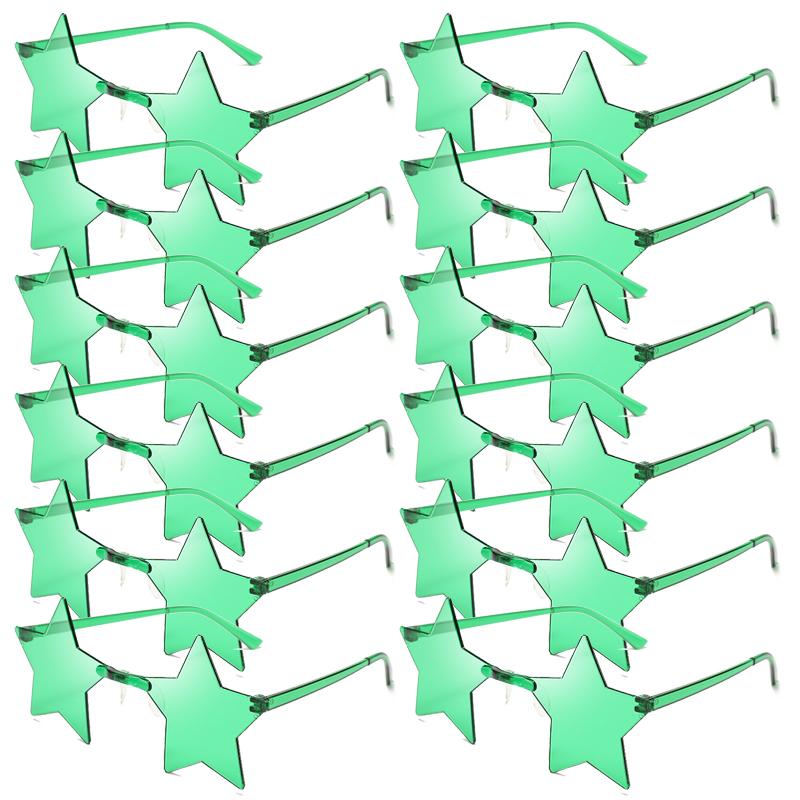 12/16 Pack Rimless Star Shaped Sunglasses New Fashion Candy Color Set Shades Women's Trendy Cute Party Props Sun Glasses