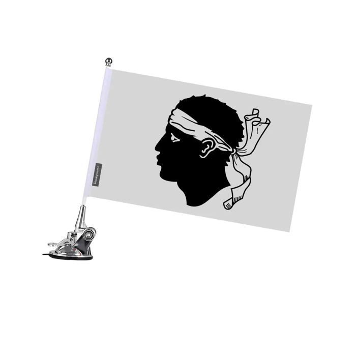 Drapeau - Corse - 27 x 35 cm - Mât à Ventouse - Polyester - Impression recto/verso