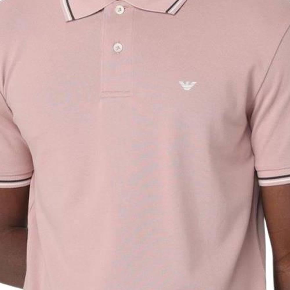 Emporio Armani Striped Button Short Sleeve Polo Shirt Men polo shirts Pink 8N1FB4-1JPTZ-U4288