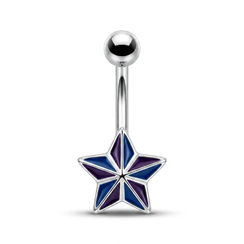 Stainless Steel Pentagram Star Belly Button Rings Shiny Navel Piercing Jewelry Sexy Belly Rings For Women Girls