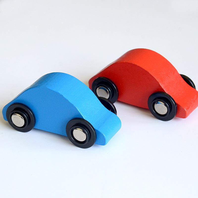 Wooden Four-Wheel Sliding Glider Inertial Racing Car for Kids with Mini Train Accessories