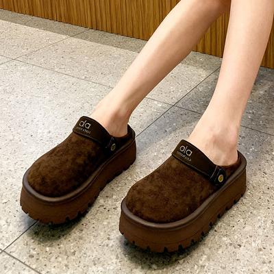 Retro Small Mori Fashion Slippers Women's Wear 2025 Spring and Autumn New Muffin Thick-bottomed Bag Head Half Slippers Tide