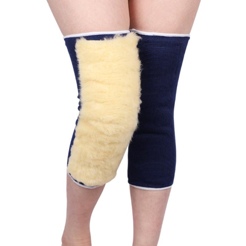 Autumn and Winter Cycling Knee Pads Plush Warm Velvet Knee Pads with Long and Thick Velvet for Outdoor Activities синий
