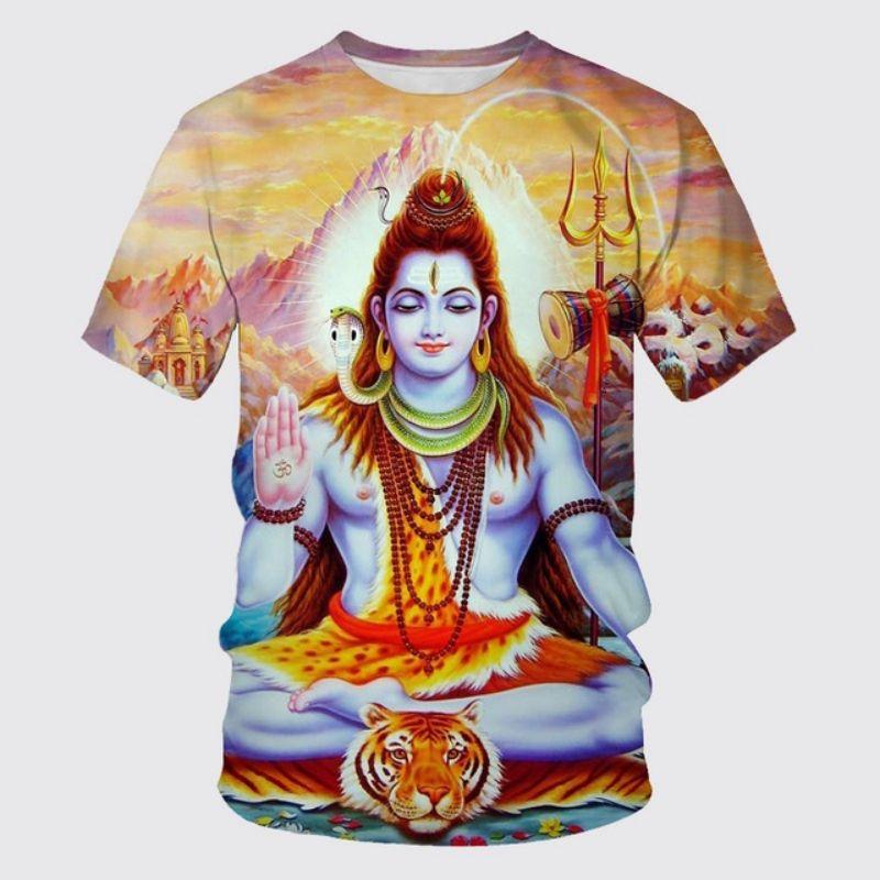 New God Shiva God 3d Printed T-Shirt Summer Personality Men Casual Youth Short Sleeve Ethnic Style Loose O Collar Quality Top