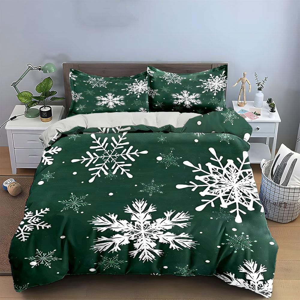 Snowflake-Themed Three-Piece Winter Set Kid'S And Adults' Bedroom Decor, Exquisite Three-Piece Bedding Set Gift