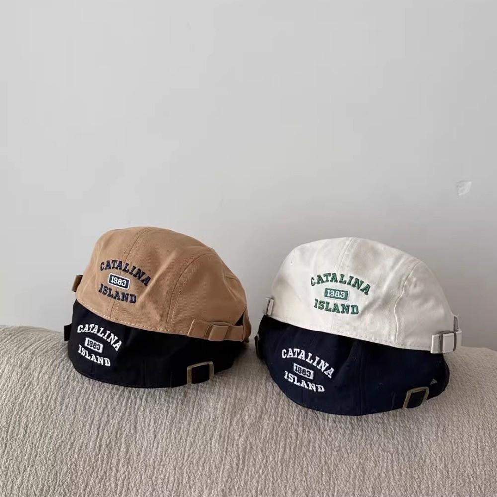 Flat Forward Hat Adjustable Newsboy Cap Casual Letter Embroidery Beret Outdoor