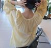 Louvre Summer French Romantic Lantern Sleeve Baby Doll Top for Women