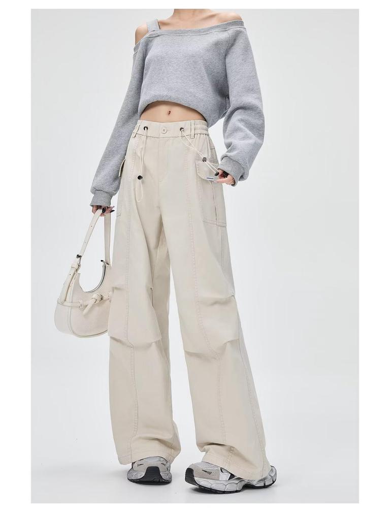 Korean Style Women's Casual Cargo Pants - Spring/Summer Straight Fit