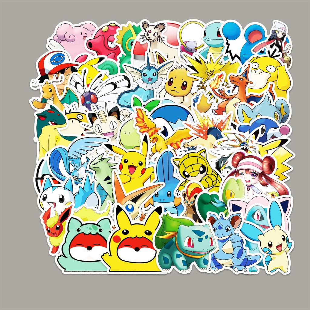 50-Pack Cute Pikachu Anime Stickers for Laptop & Suitcase Decoration