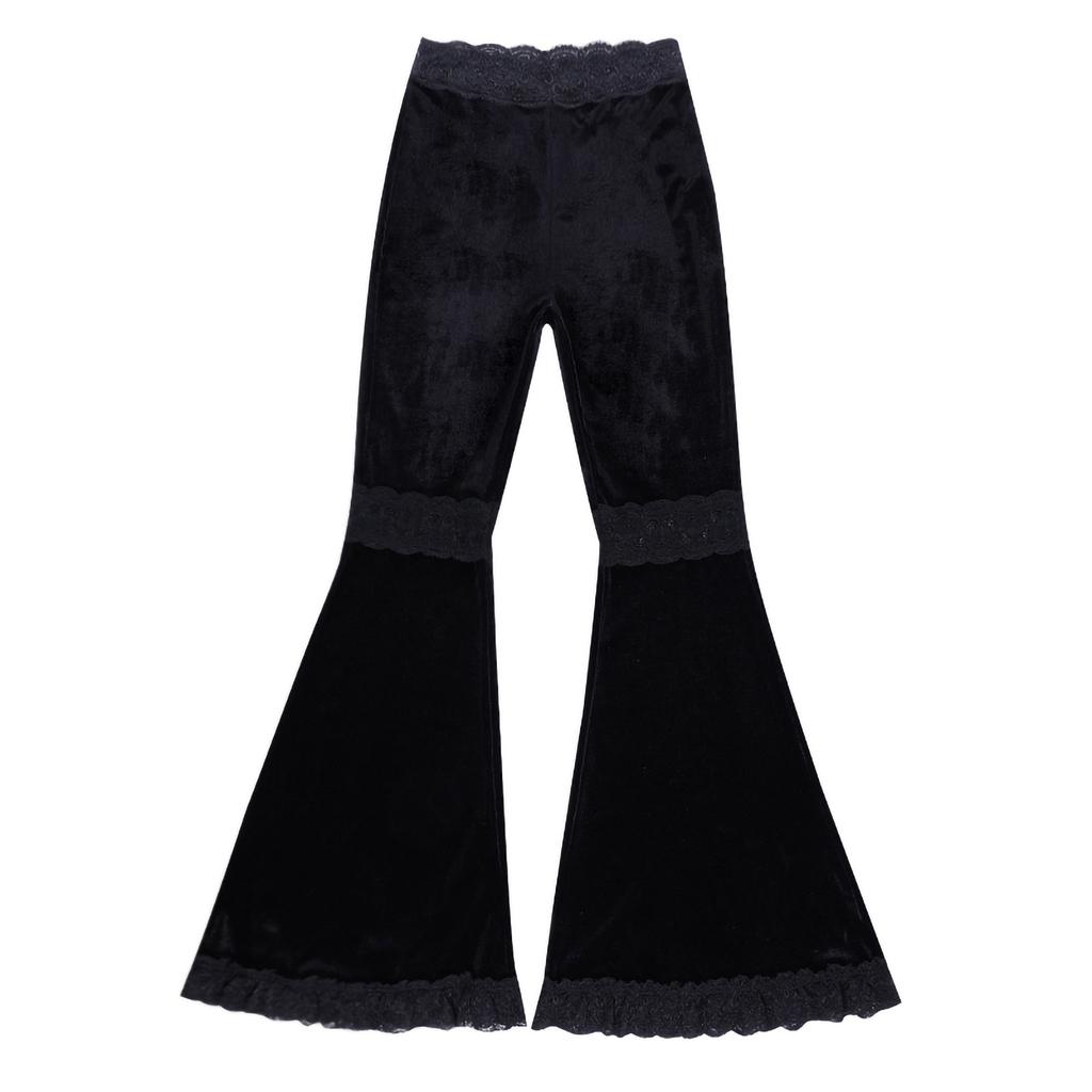 Women Fashion Pants Gothic Paneled Lace Wide-leg Pants Long Pants