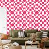 Wallpaper Casual checkerboard of pink, white and powder pink 50x1000