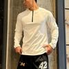 Men's Clothing Autumn Winter German Velvet High Elastic Semi-Zipper Long Sleeve Fitness Training Suit Warm Breathable Sportswear
