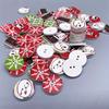 100pcs Mixed Color Christmas Wooden Buttons - Retro Handcrafted Snowflake and Snowman Designs for DIY Crafts and Sewing Projects