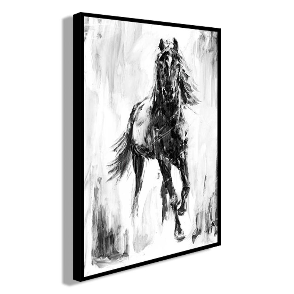 Svart och vit häst Djur Canvas affisch Modern Minimalistisk Stil Dekoration Målning Vardagsrum Väggkonst Väggmålning för heminredning