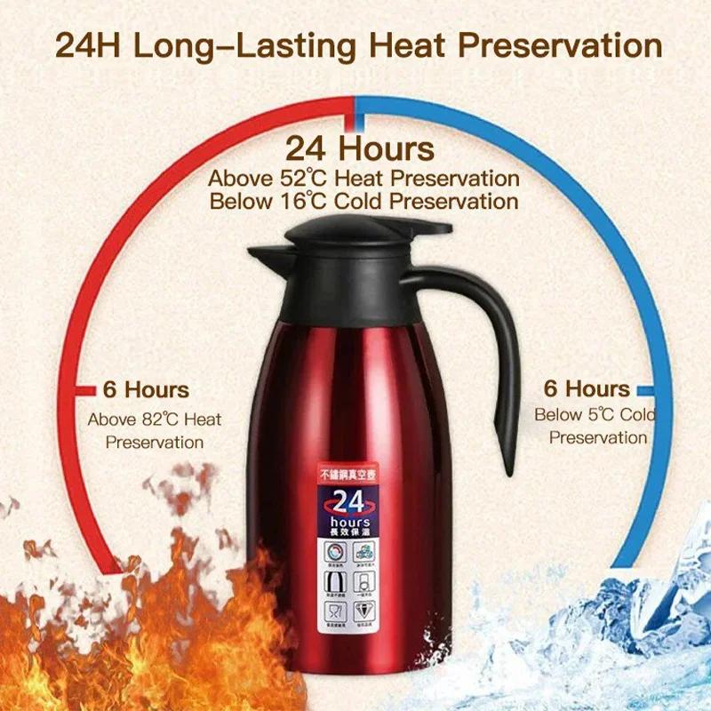 2L Coffee Thermal Kettle 304 Stainless Steel Vacuum Flasks Office Thermos Bottle Insulation Kettle Hot Water Thermos Pot