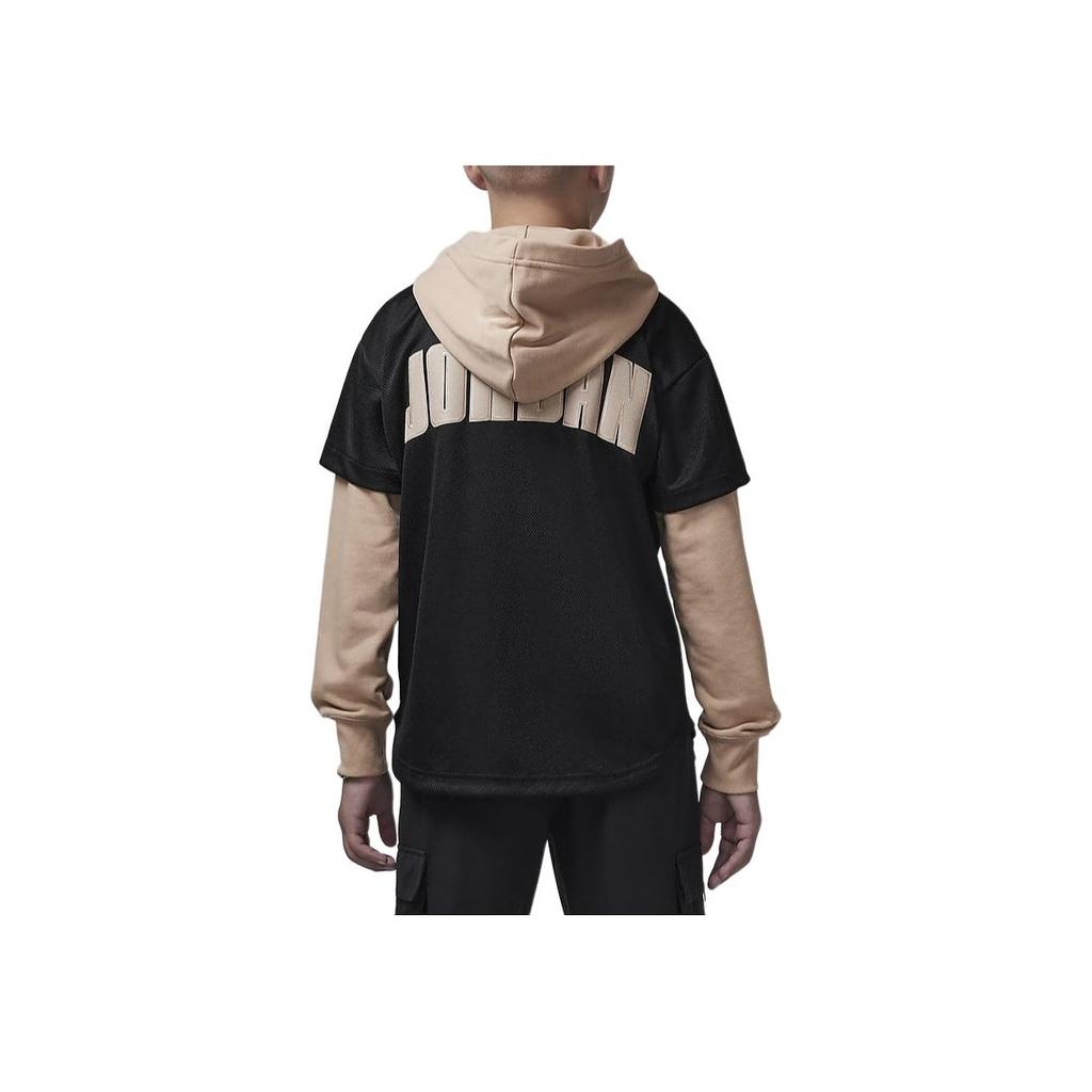 Jordan Jumpman Logo Letter And Number Fake Two-Piece Hooded Jacket Kids Jackets Black HQ7130-010